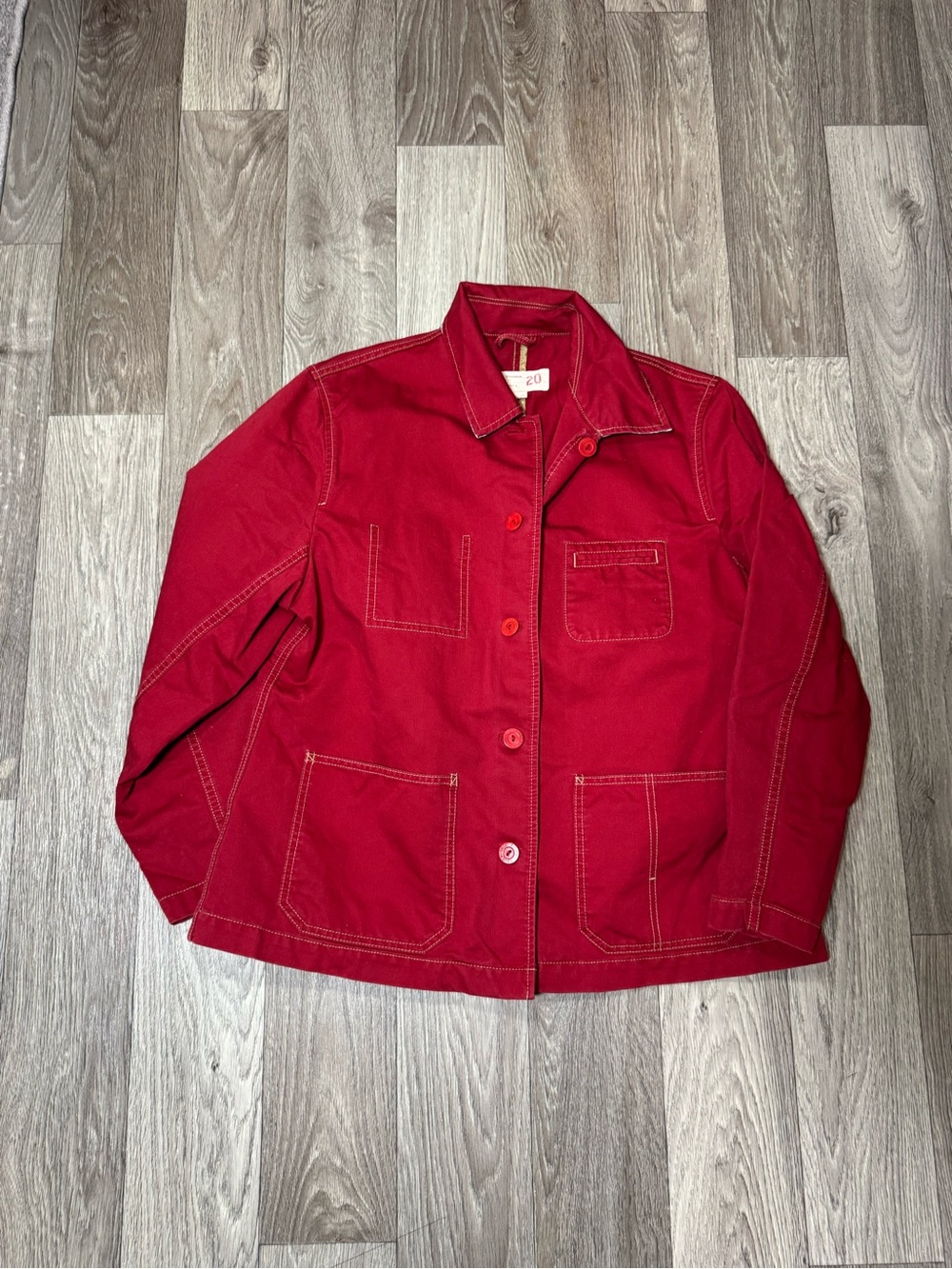 Eddie Bauer 20 Outdoor Outfitter Red Button Front Canvas Jacket Womens Size XL